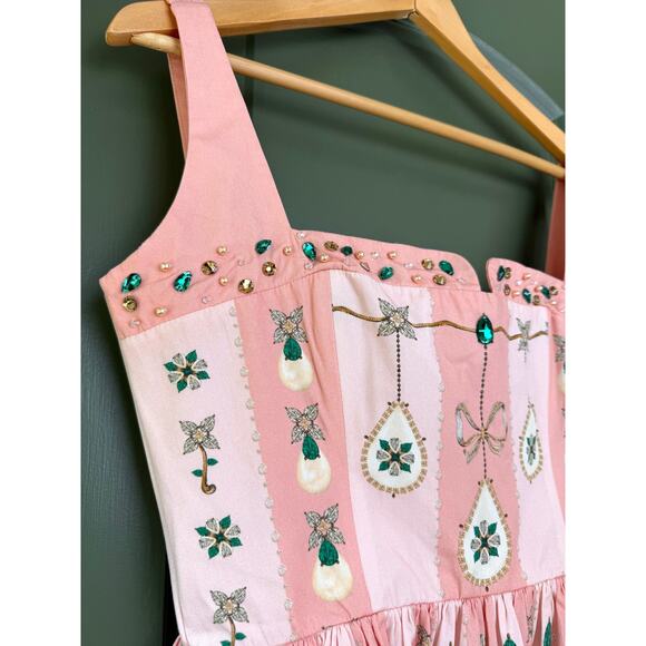 NWT Agua By Agua Bendita Joyeria Platino Mini Jewel-Embellished Dress Pink Large - Picture 4 of 8